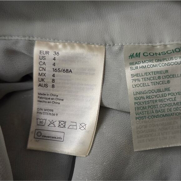 H&M Conscious Exclusive Collection Flounced Skirt Silver Maxi Blogger Size 4 - Picture 11 of 12